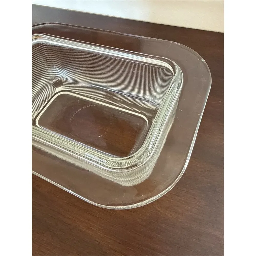 VTG Heller by L&M Vignelli USA Clear Glass Ribbed Loaf Pan Bakeware 9.5